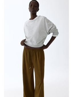 H&M - Women Green Cotton Drawstring Trousers