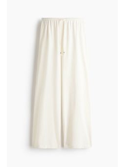 H&M - Women White Cotton Drawstring Trousers