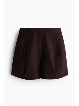 H&M - Women Brown Tailored Linen-Blend Shorts