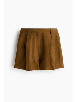 H&M - Women Green Tailored Linen-Blend Shorts