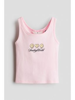 H&M - Girls Pink Print-Motif Vest Top