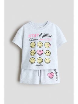 H&M - Girls Grey 2-Piece Printed Set