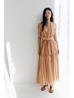 H&M - Women Orange Cut-Out Halterneck Dress