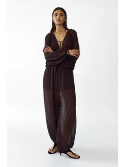 H&M - Women Brown Oversized Balloon-Leg Jumpsuit