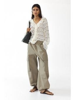 H&M - Women White Lace-Look Jersey Top