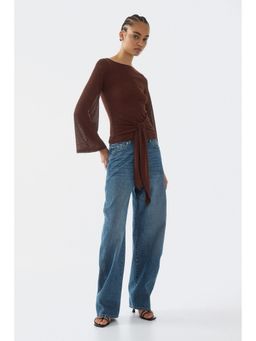 H&M - Women Brown Tie-Detail Knitted Top