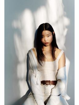 H&M - Women White Pointelle-Knit Tank Top