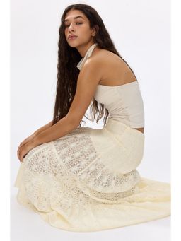 H&M - Women White Tiered Lace Skirt