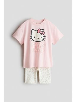 H&M - Girls Pink 2-Piece Printed Cotton Set