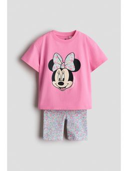 H&M - Girls Multi-Color 2-Piece Printed Cotton Set