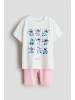 H&M - Girls Multi-Color 2-Piece Printed Cotton Set