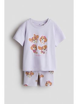 H&M - Girls Purple 2-Piece Printed Cotton Set