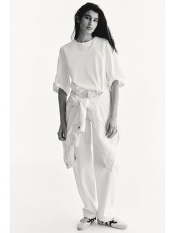 H&M - Women White Loose-Fit Cotton T-Shirt