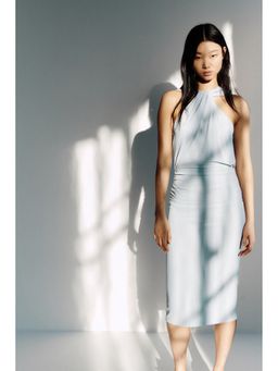 H&M - Women Turquoise Draped Jersey Dress