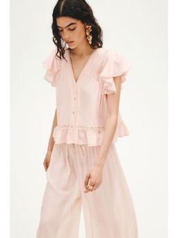 H&M - Women Orange Lace-Inset Top