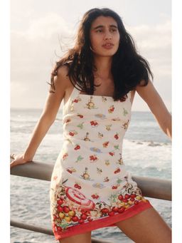 H&M - Women White Twist-Detail Printed Dress