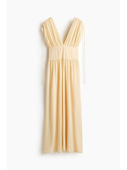 H&M - Women Yellow Draped Drawstring-Detail Dress