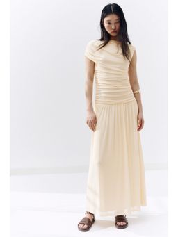 H&M - Women Yellow Draped Mesh Dress