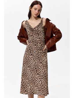 H&M - Women Beige Cowl-Neck Jersey Dress