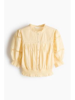 H&M - Women Yellow Pintucked Cotton Shirt
