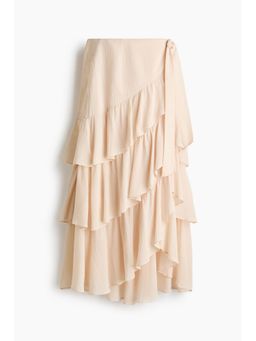 H&M - Women Beige Tiered Wrap Skirt