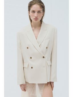 H&M - Women Beige Double-Breasted Blazer