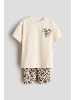 H&M - Girls Beige 2-Piece Cotton Jersey Set
