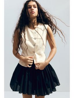 H&M - Women White Hammered-Button Twill Waistcoat