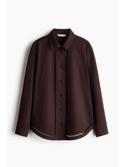H&M - Women Brown Lace-Inset Cotton Shirt