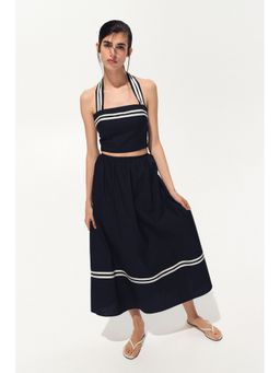 H&M - Women Blue Loose-Fit Midi Skirt