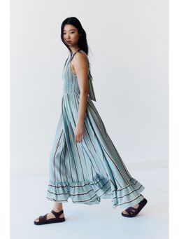 H&M - Women Turquoise Smocked-Bodice Dress