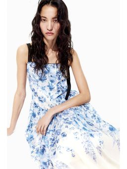 H&M - Women White Flared-Skirt Tie-Strap Dress