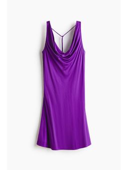 H&M - Women Purple Cowl-Neck Satin Dress