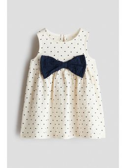H&M - Girls White Bow-Detail Cotton Dress