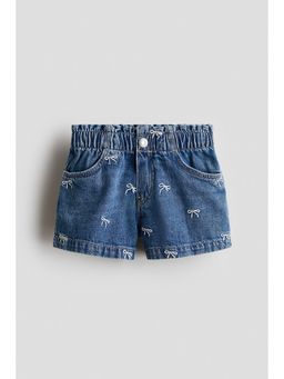 H&M - Girls Blue Embroidered Denim Shorts