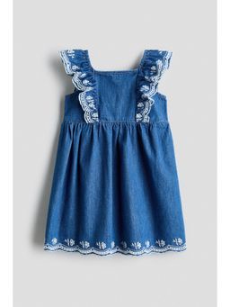 H&M - Girls Blue Embroidered Denim Dress