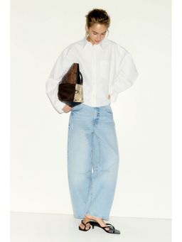 H&M - Women Blue Barrel High Waist Ankle Jeans