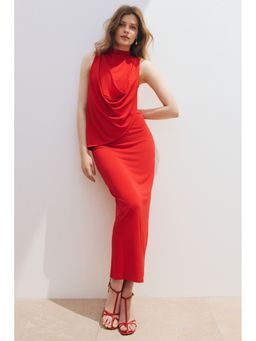 H&M - Women Red Draped Maxi Dress