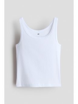 H&M - Girls White Ribbed Cotton Vest Top