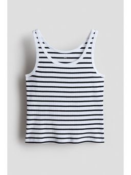 H&M - Girls White Ribbed Cotton Vest Top