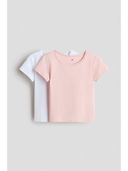 H&M - Girls Pink 2-Pack Cotton Tops