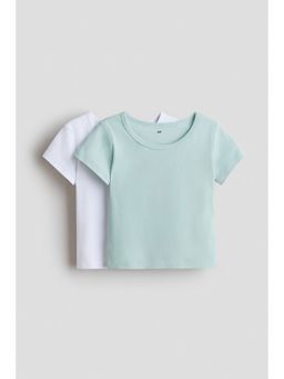 H&M - Girls Green 2-Pack Cotton Tops