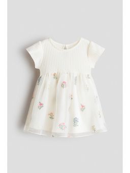 H&M - Girls White Embroidered Tulle-Skirt Dress