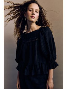 H&M - Women Black Puff-Sleeved Top
