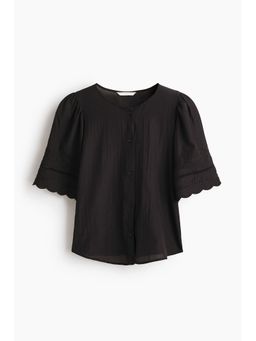 H&M - Women Black Puff-Sleeved Top