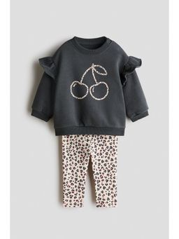 H&M - Girls Beige 2-Piece Sweatshirt And Leggings Set