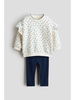 H&M - Girls White 2-Piece Sweatshirt And Leggings Set