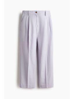 H&M - Women Purple Linen-Blend Trousers