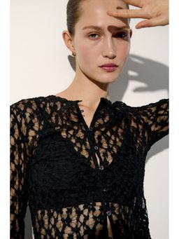H&M - Women Black Lace-Look Cardigan