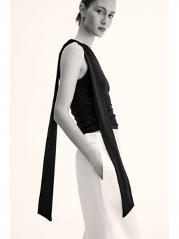 H&M - Women Black Draped One-Shoulder Top